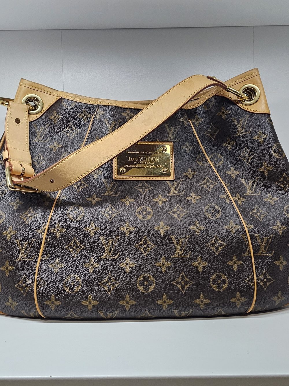 Louis Vuitton Galliera Monogram Canvas Hobo Shoulder Bag in Brown and Tan PM